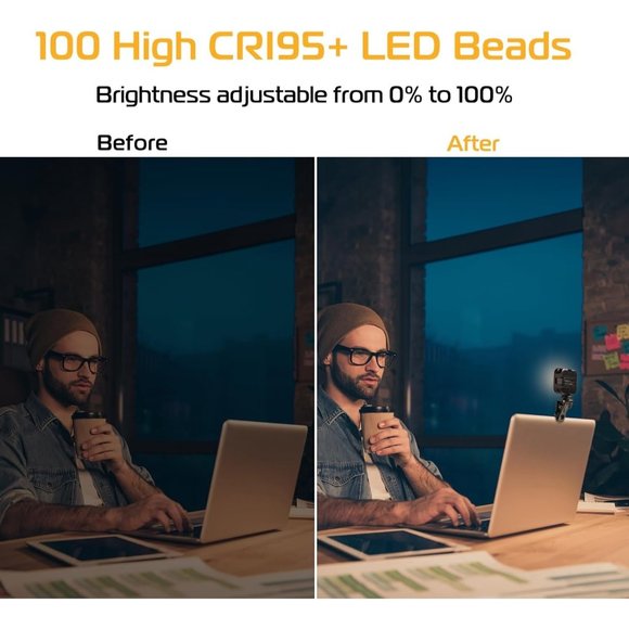 Ulanzi VL100X Selfie Light Clip LED Panel Bi Color Portable Clip Camera Light - Picture 2 of 8